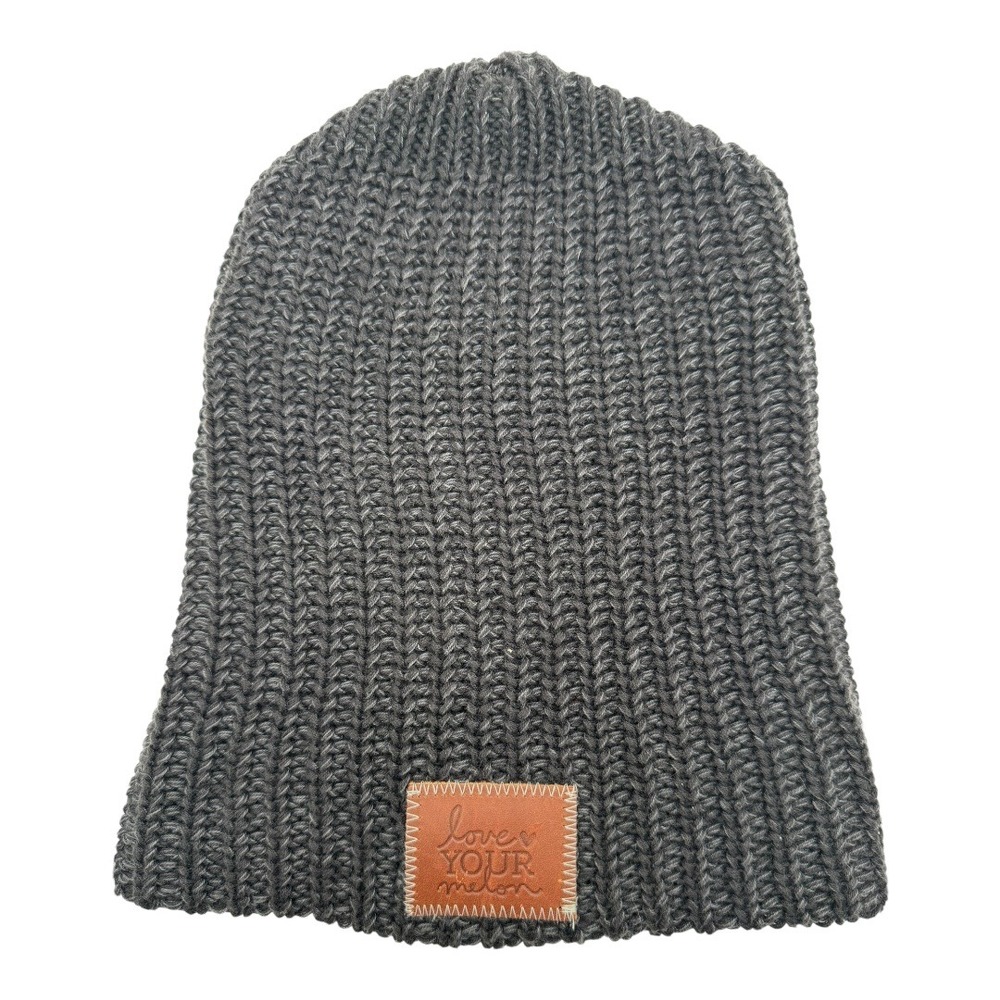 Love Your Melon Beanie Unisex Gray Knit Cotton USA Outdoor Gorpcore Ski Snow Hat